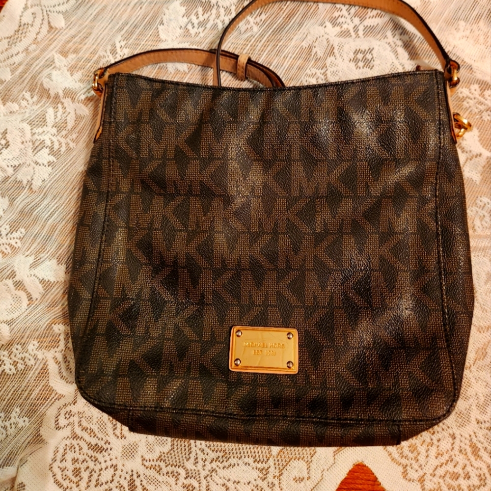 Michael Kors Dark Brown Monogram Shoulder Bag